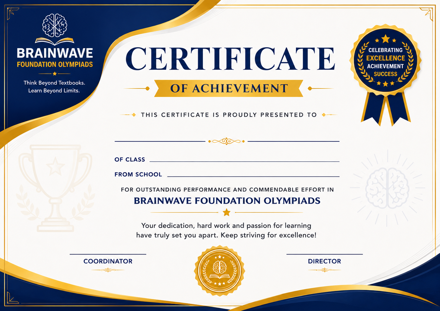 Brainwave Foundation Olympiads — Certificate of Achievement